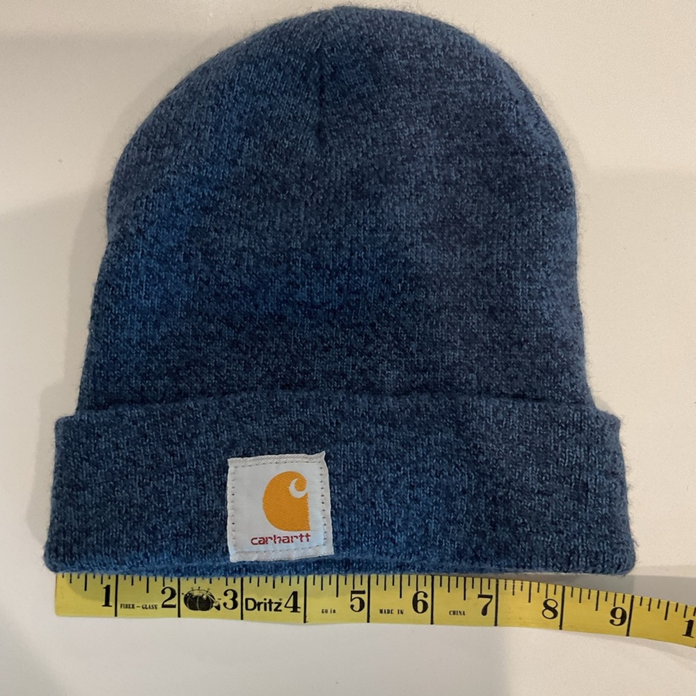 Carhartt beanie one size fits all stretches up to almost 13 1/2 along the bottom - Picture 4 of 5